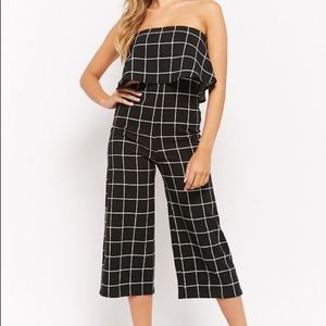 Forever21 Culotte Grid Print jumpsuit